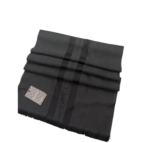 Gucci Unisex Cree Wool Warp Scarf muffler 544628 Dark brown - Picture 3 of 8